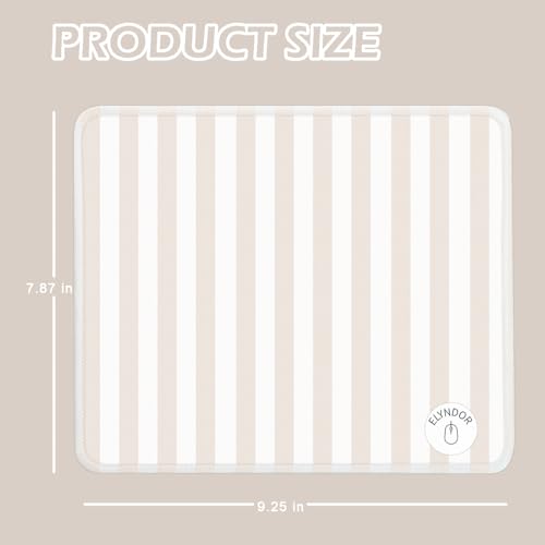 Mouse Pad for Desk with Stitched Edge, Premium Cute Washable Mouse Pads. Computer Mousepad with Non-Slip Rubber Base, Mousepads for Laptop, 9.25x7.75x0.12 inch (Cream Stripes) - color: Cream Stripes