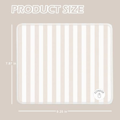 Mouse Pad for Desk with Stitched Edge, Premium Cute Washable Mouse Pads. Computer Mousepad with Non-Slip Rubber Base, Mousepads for Laptop, 9.25x7.75x0.12 inch (Cream Stripes) - color: Cream Stripes