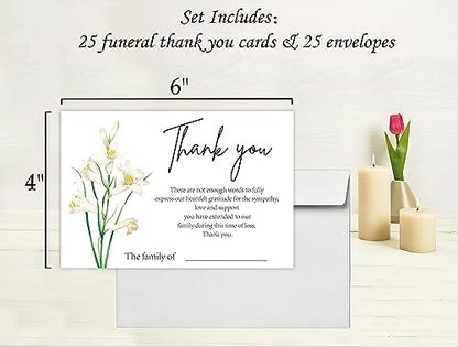 lily Minimalism Funeral Thank You Cards with Envelopes,Fillable Funeral Thank You Cards,Thank You Notes,Thank You Notes With Envelopes Set,Floral Thank You Cards,Personalized Thank You Cards,G4 - color: multicolorGX04