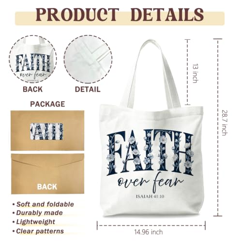 Bible Tote Bags Cute Christian Preppy Canvas Tote Bag Christian Gifts for Women Reusable Shopping Bags(Parent) - color: Faith-1