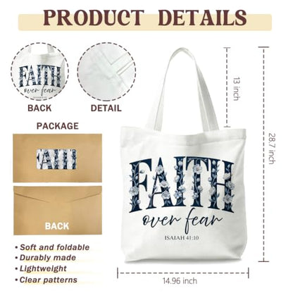 Bible Tote Bags Cute Christian Preppy Canvas Tote Bag Christian Gifts for Women Reusable Shopping Bags(Parent) - color: Faith-1