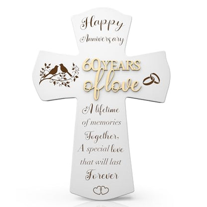 60th Anniversary Wedding Gifts for Wife Husband, Religious Cross Gifts for Women Men,60 year Romantic Anniversary Marriage Gift for Her,Him,Couple,Parents,Friends,Wedding Anniversary Decorations - style: 60 years of marriage