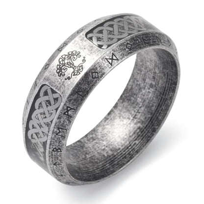 Viking Rings Stainless Steel Viking Norse Runes Wolf Raven Ring Jewelry for Men Women Size 7/8/9/10/11/12/13 - style: Vikng Tree of Life& Runes B