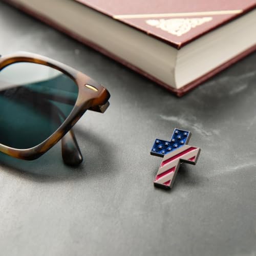 Great 1 American Flag Christian Cross Lapel Pin - color: Traditional-Metal