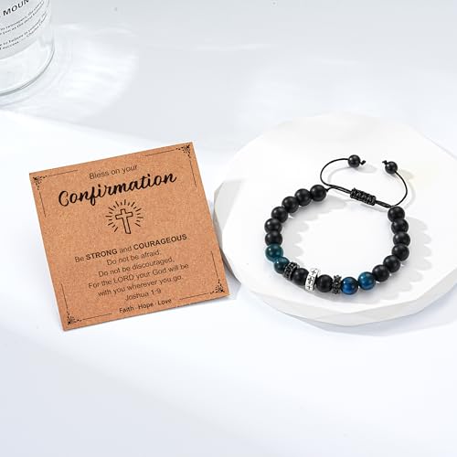 Cross Bracelet for Boys Men Teen Son Grandson Christian Gifts - style: Confirmation
