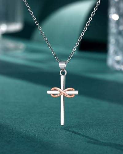 UPROMI Faith, Love & Blessings – Baptism & Confirmation Gifts Infinity Cross Necklace for Women & Girls, Christian Jewelry - style: Baptism
