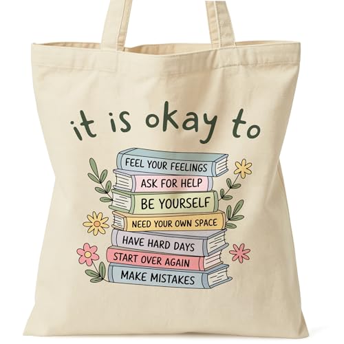Motivation Canvas Tote Bag for Women Shopping Work Travel with Inner Pocket - color: Beige 07
