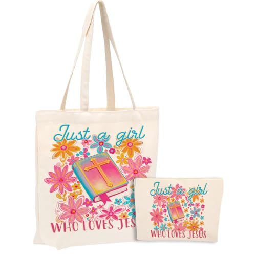 jeilink Jesus Bible Bow Religious Christian Gifts for Women Tote Bag Cosmetic Bag for Birthday Work Friendship Christmas