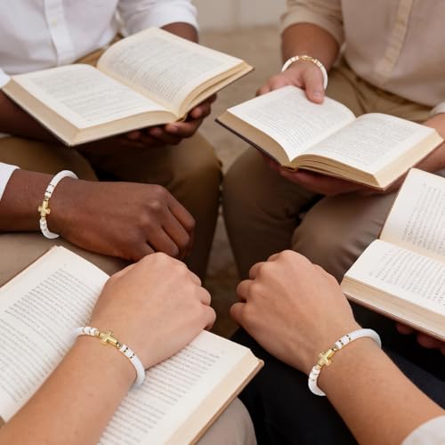 Ferreve 30 Sets Cross Bracelets Bulk Jesus Christian Gifts,Gold - color: White