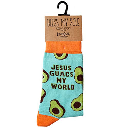 Kerusso Adult Socks, Christian Fun Socks, Novelty Socks, Cotton Blend Sock, One Size Fits Most - color: Turquoise, Orange, and Green