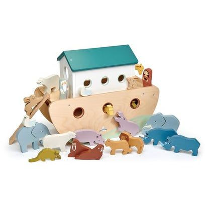 Tender Leaf Toys Noah’s Wooden Ark – Animal Shape Sorter – Christian Religion and Bible Story Based Educational Fun - Social, Creative, and Imaginative Play – Ages 3+