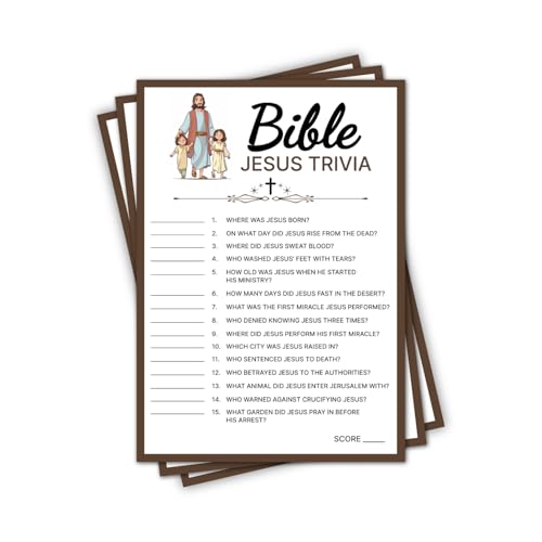 Pink Pixie Studio 15 Jesus in the Bible KJV Fill in the Blank Trivia Game for Adults & Teens Church Activity or Christmas Game Youth Group Women or Mens Study