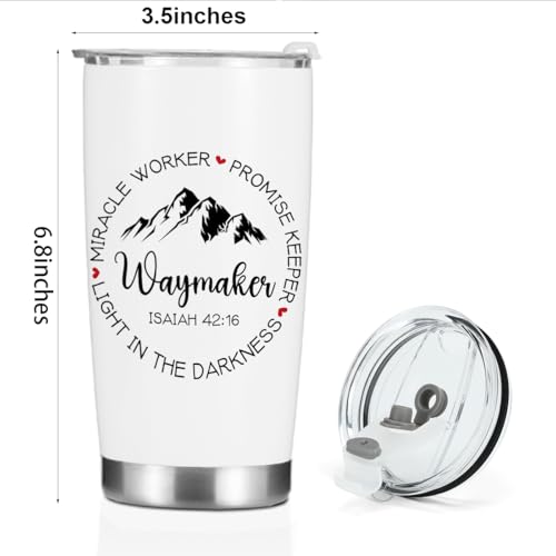 Christian Gifts for Women Men Her Tumbler, Inspirational Bible Verse Scripture Gifts Birthday Christmas, Faith Religious Coffee Mug Stainless Steel Vacuum Insulated Double Wall Travel Cup with Lid - color: Waymaker 1225