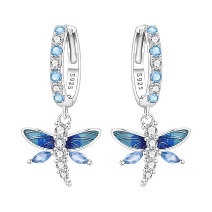 925 Sterling Silver Hoop Earrings Drop Dangle Earrings for Women Hypoallergenic Earring Trendy Huggie Earring Cute Graduation Birthday Gifts Jewelry for Women - color: Colorful dragonfly earrings