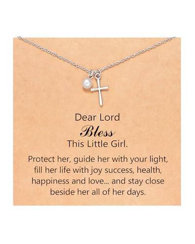 Pearl Cross Necklace for Girls- Gifts for Girls Jewelry