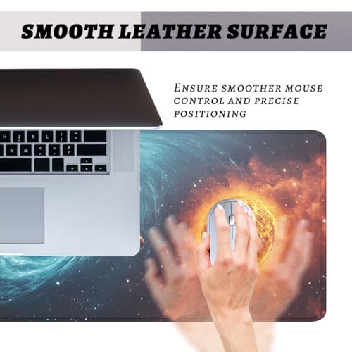 Galaxy Space Gaming Mouse Pad Black Hole Solar Extended Mousepad Waterproof Stitched Edges Rubber Base Non-Slip Deskmap Computer Keyboard Mat 31.5x11.8 Inch - color: Galaxy Space, size: 31.5" x 11.8"