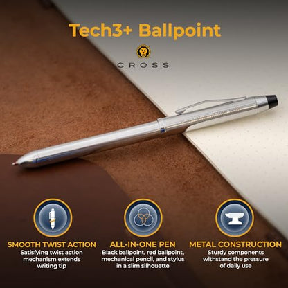Cross Tech3+ Personalized Multifunction Pen in Lustrous Chrome with Stylus - color: Lustrous Chrome