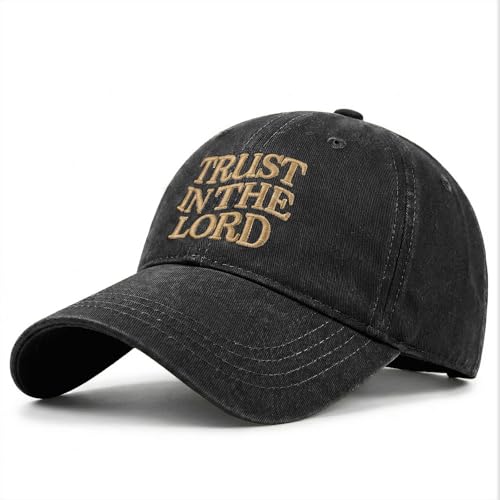 Fkatuzi Trust in The Lord Hats for Men Women Christian Jesus Faith Hats Religious God Hat Embroidered Baseball Caps Cotton - color: Black