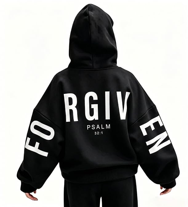 Christian Hoodies Women Blessed Sweatshirts Jesus Religious Sayings Sweater - color: Black 2, size: X-Large