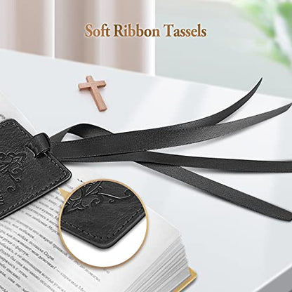 FINPAC Leather Bible Bookmarks, Bible Verse Book Markers - color: Black