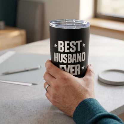 SANDJEST 20oz Insulated Tumbler for Husband, Stainless Steel Travel Mug with Lid, Best Husband Ever Coffee Cup for Men, Boyfriend Birthday Christmas Valentine - color: Husband