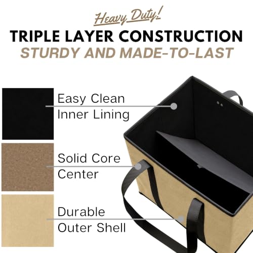 Reusable Grocery Bags (3 Pack) – Heavy Duty Reusable Shopping Bags, Beige - color: Beige