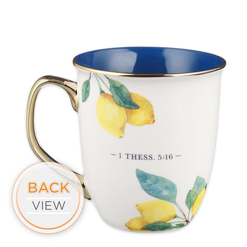 Christian Art Gifts Large Ceramic Scripture Coffee & Tea Mug for Women - color: Blue/Rejoice