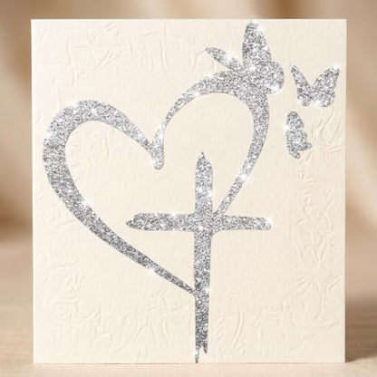 6pcs Cross Love Glitter DIY Stickers Sparkle Vinyl Decals, Waterproof Bling Heart Stickers for Phone, Laptop, Greeting Cards, Car, Gift Box, Wedding DIY Craft Decor DIY Craft Supplies