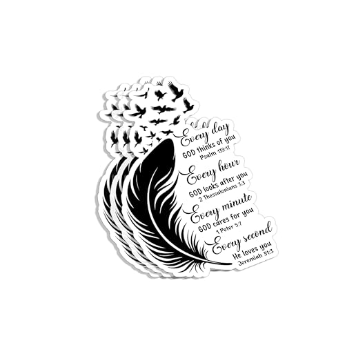 (3Pcs) Every Day God Thinks of You Every Hour Every Minute Every Second He Loves You Christian Sticker Inspirational Bible Verse Vinyl Decal for Tumbler Laptop Water Bottles Book Phone - Size 3x2