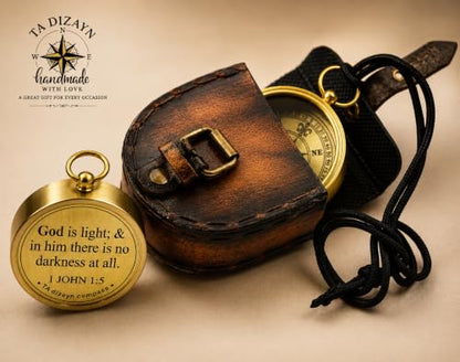 For I Know The Plans I Have For You, Jeremiah 29:11, Solid Brass Directional Engraved Compass, Baptism Gifts for Boys Girls, First Communion, Christian Gifts for Men, First Confirmation Gifts for Boys - style: # God is Light-1 John 1:5