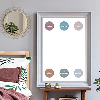 Affirmation Mirror Decals - Set of 6 Colorful Vinyl Circle Dot Stickers I Am Smart, Unique, Loved, Brave, Confident - Bathroom Bedroom Dorm Apartment - color: Circle Affirmation