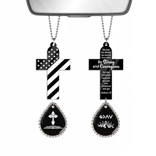 Daily Bible Verse Rearview Mirror Cross Ornament, Cross for Car Mirror Hanging Christian Gifts for Men, Women, Car Rearview Decor Accessories, Jesus Ornament Religious Gift