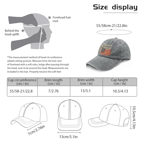 US 250 Years Freedoms 1776-2026 250th Birthday Embroidered Hats Garde Cap for Him - color: Us 250 Years Freedoms 1776-2026 250th Birthdaypigment Gray2