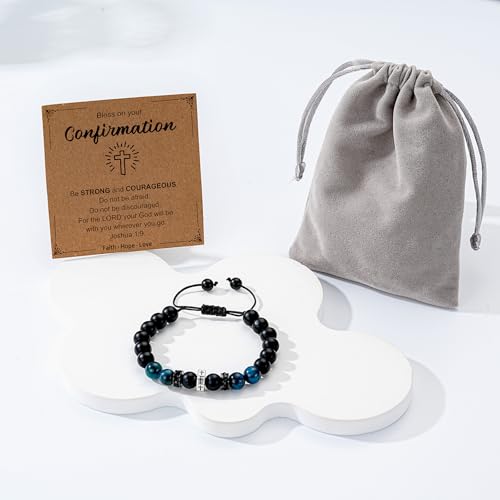 Cross Bracelet for Boys Men Teen Son Grandson Christian Gifts - style: Confirmation