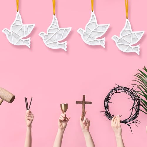Sinload 24 Set White Dove Suncatcher Craft Peace Dove Paper Ornaments Decor - style: White Dove