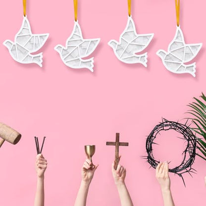 Sinload 24 Set White Dove Suncatcher Craft Peace Dove Paper Ornaments Decor - style: White Dove