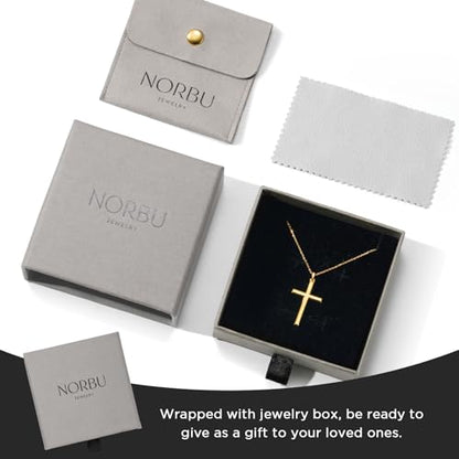 NORBU S925 Cross Necklace for Women, 18K Gold Plated Womens Cross Necklaces - color: Gold