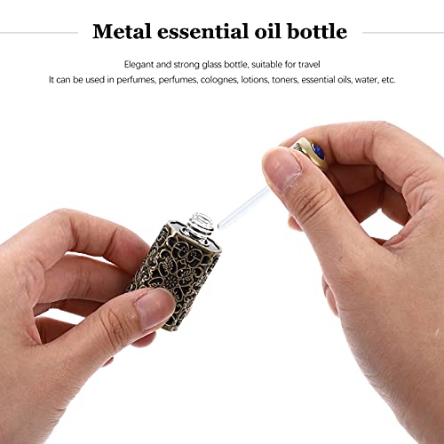 Beavorty 3Ml Hollow Engraved Metal Perfume Oil Bottle Refillable Atomizer Spray Bottle for Travel and Essential Oil Storage - color: Green