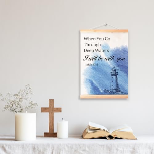 Ybqhd When You Go Through Deep Waters Poster Hanger,Bible Verse Wall Art - color: Isaiah 43:2