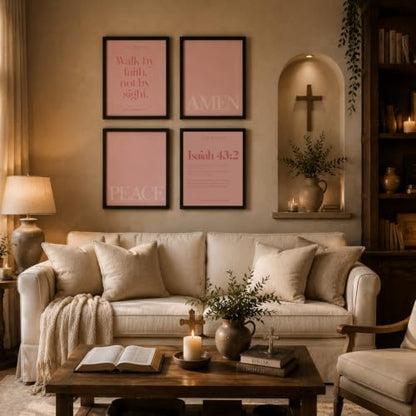WEFKODO Pink Christian Bible Verse Motivational Wall Art 8x10 Unframed - color: white-bible3