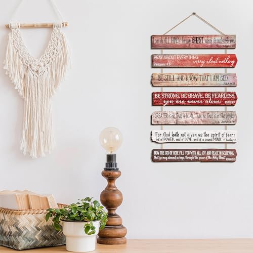 Yookeer 7 Tier Christian Wall Art Bible Verses Red English Style - color: Red, style: English Style