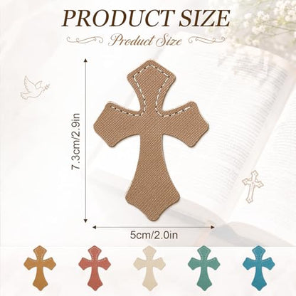 Resurhang 6 Pcs Leather Cross Bookmarks Christian Bookmarks, Morandi - color: Morandi