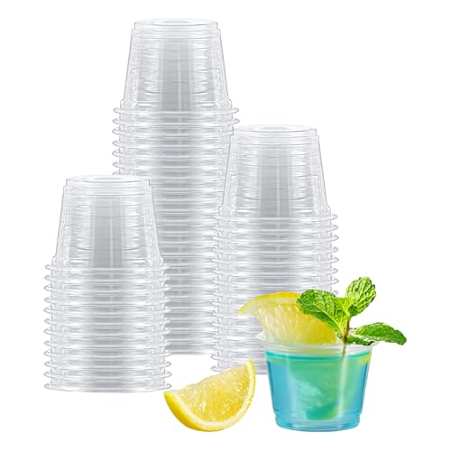 400 Count-1oz Plastic Shot Glasses Mini Disposable Cups Perfect Container for Jello Shots, Condiments, Tasting, Sauce, Dipping, Samples - size: 1oz-400Count