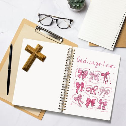 Coquette Pink Bow God Says I am Christian Noteboo Journal for Women - color: God Says I'am -pink