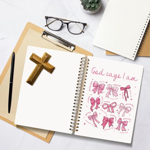 Coquette Pink Bow God Says I am Christian Noteboo Journal for Women - color: God Says I'am -pink