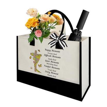 Christian Gifts for Women Faith - Inspirational Religious Gifts for Women Christians Christmas Birthday Valentines Easter Gift for Christians Friend Mom Sister Canvas Tote Bag Utility Beach Bags