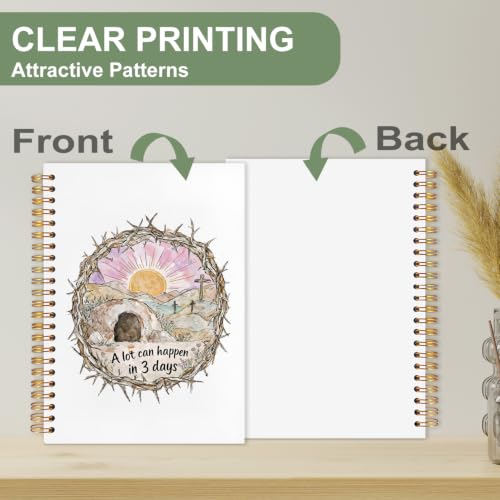 Bible Notebook for Women Men, Christian Journal,A Lot Can Happen In Three Days Crown of Thorns Cross Pastel Inspirational Christian Church Notebook Hardcover Spiral Notebook, 5.5x8.3 Inch - color: white-A Lot Can Happen In Three Days