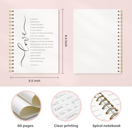 Christian Church Spiral Notebooks Journal for Women, 5.5x8.3 Inch - color: love