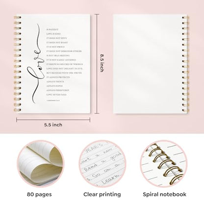Christian Church Spiral Notebooks Journal for Women, 5.5x8.3 Inch - color: love