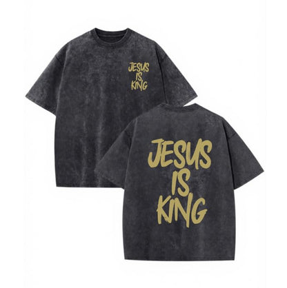 Jesus is King Shirt Christian Shirts for Men Oversized Religious Top - color: Darkgrey4a, size: X-Large